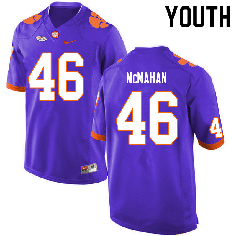 Youth #46 Matt McMahan Clemson Tigers College Football Jerseys Sale-Purple - Click Image to Close